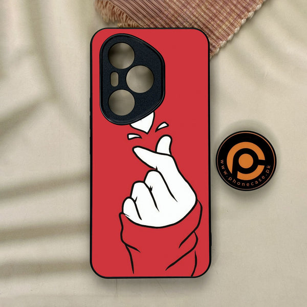 Honor 400 Pro - Finger Heart Bts - Premium Metal Printed Soft Bumper Shock Proof Case