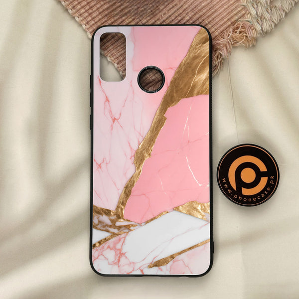 Honor 9X Lite - Pink Marble 2.0 Design 2 - Premium Metal Printed Soft Bumper Shock Proof Case