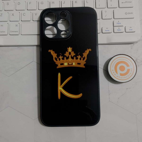 iPhone 14 Pro Max -King K Alphabet - Premium Metal Printed soft Bumper shock Proof Case  CS-24240