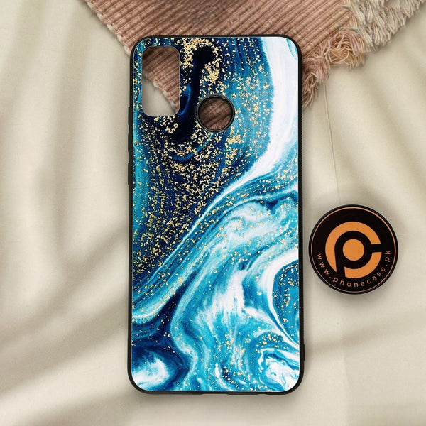 Honor 9X Lite - Blue Marble Design 5 - Premium Metal Printed Soft Bumper Shock Proof Case