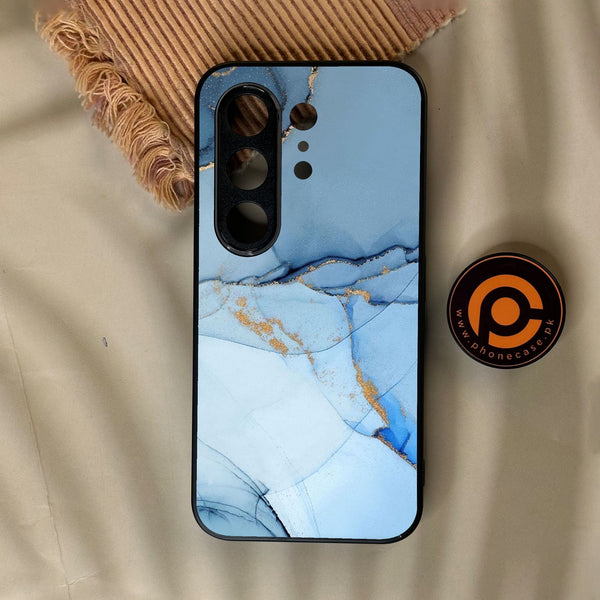 Tecno Camon 50 4G - Blue Marble Design 8 - Premium Metal Printed Soft Bumper Shock Proof Case
