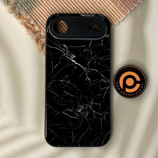 iPhone Air - Black Marble Design 1 - Premium Metal Printed Soft Bumper Shock Proof Case