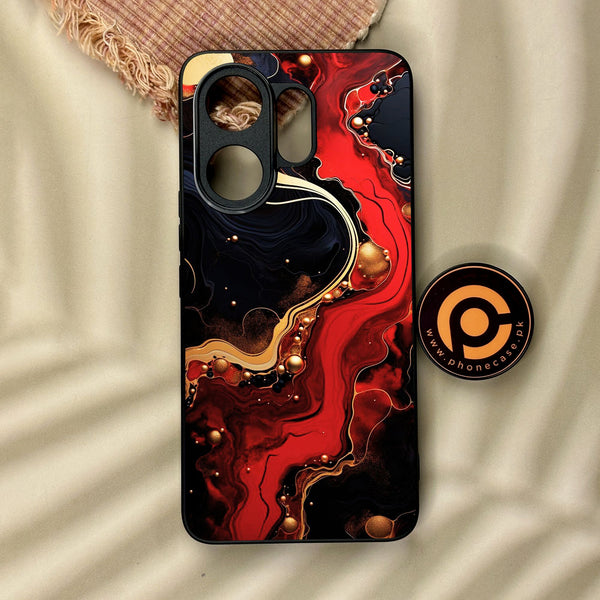 Vivo V60 - Red Gold Marble - Premium Metal Printed Soft Bumper Shock Proof Case