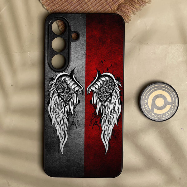 Samsung Galaxy S26 Fe - Angel Wings Design 2 - Premium Metal Printed Soft Bumper Shock Proof Case