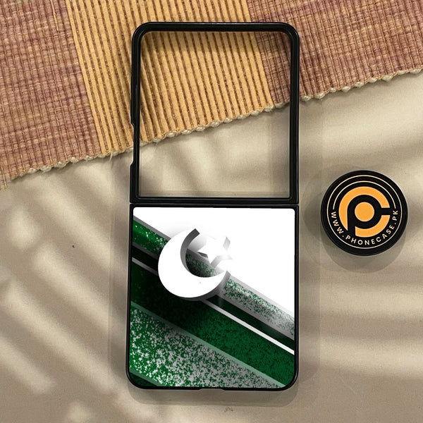 Samsung Galaxy Z Flip 8 - Pakistani Flag Design 10 - Premium Metal Printed Soft Bumper Shock Proof Case