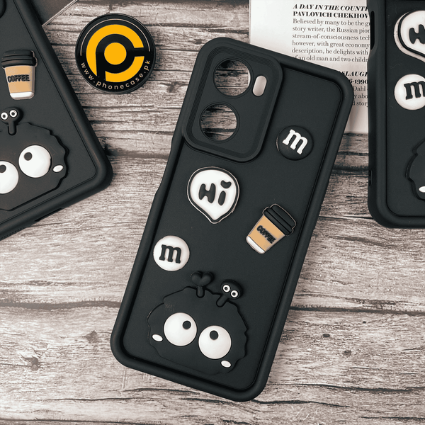 Oppo A57 4G 2022/A57E 4G/A57S 4G/A77 4G/A77S 4G/ OnePlus Nord N20 SE Cute 3D Briquette m&m icons Liquid silicon Case