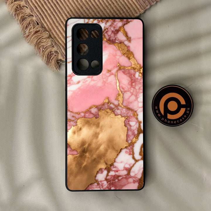Oppo Reno 6 Pro Plus - Pink Marble 2.0 Design 7 - Premium Metal Printed Soft Bumper Shock Proof Case