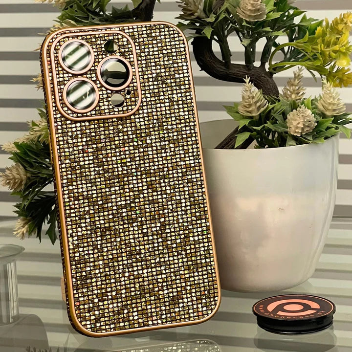 iPhone 14 Pro Diamond Glitter Case with Built-in Camera Lens Glass