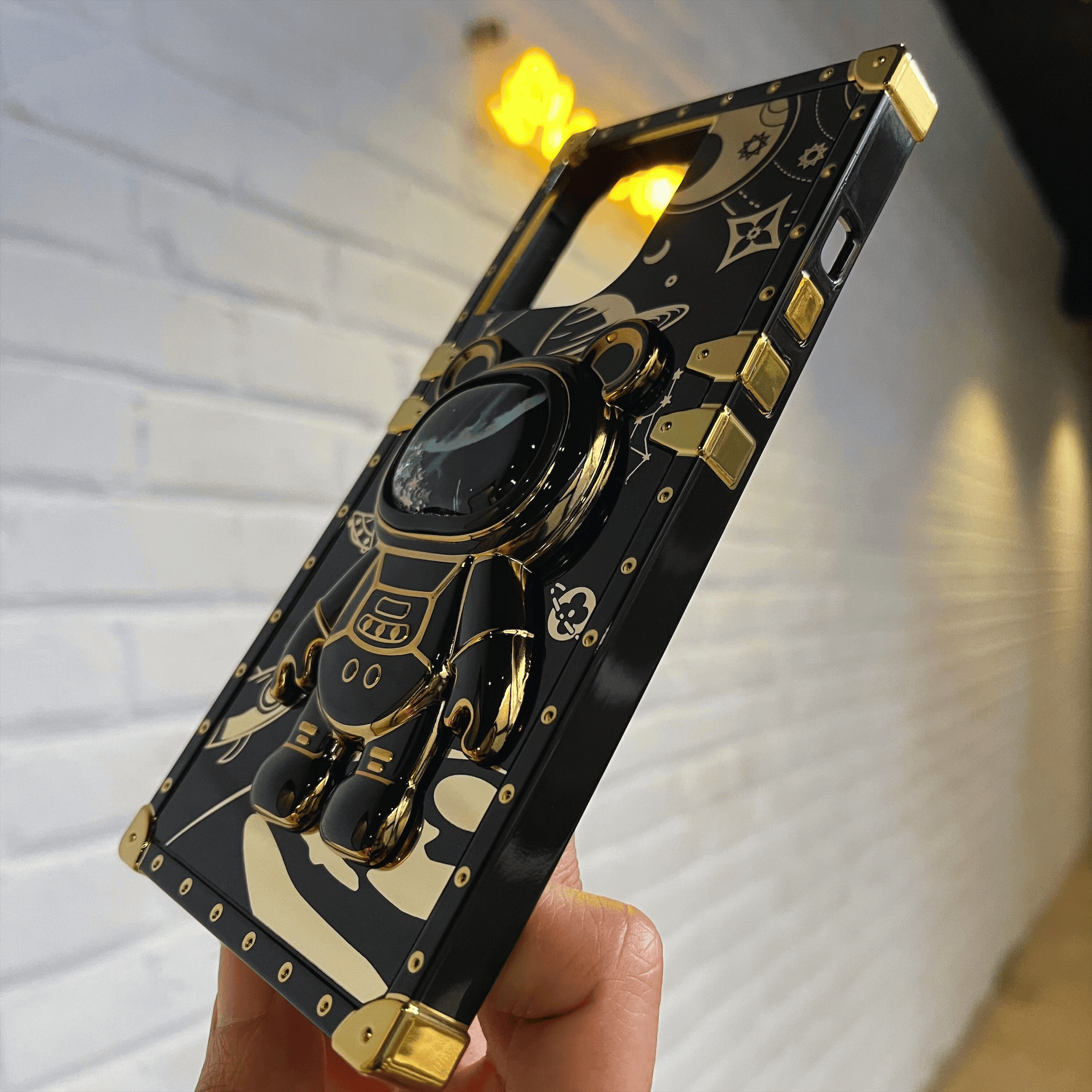 iPhone 11 Luxury Space Bear Case With Hidden Folding Stand Case