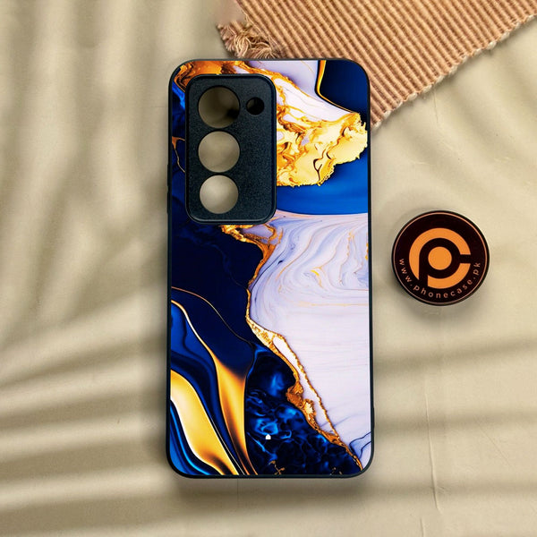 Xiaomi Redmi 15 - Blue Golden Marble - Premium Metal Printed Soft Bumper Shock Proof Case