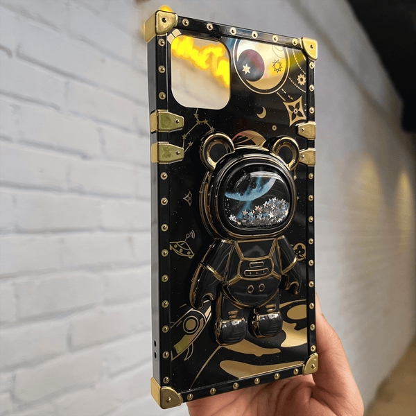 iPhone 11 Luxury Space Bear Case With Hidden Folding Stand Case