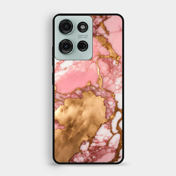 Motorola Moto G75 - Pink Marble 2.0 Design 7 - Premium Metal Printed Soft Bumper Shock Proof Case