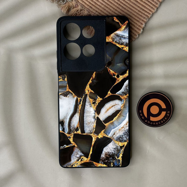 Motorola Moto G75 - Black Marble Design 5 - Premium Metal Printed Soft Bumper Shock Proof Case