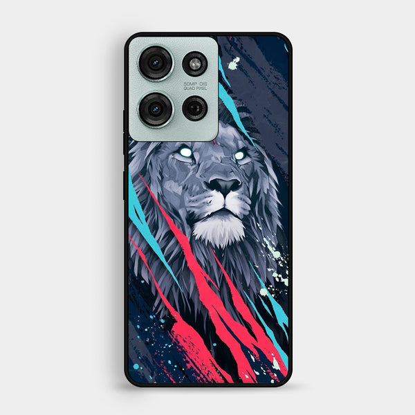 Motorola Moto G75 - Abstract Animated Lion - Premium Metal Printed Soft Bumper Shock Proof Case