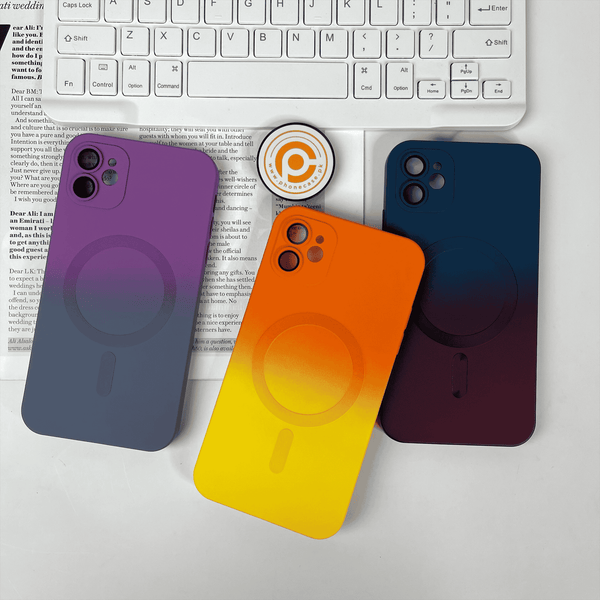 iPhone 11 Color Fusion Magsafe Supported Liquid Silicon Case With Built-in Camera Lens