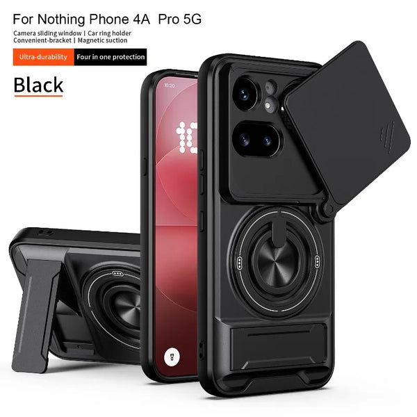 Nothing Phone 4a Pro - Tactical Stealth MagSafe Case with Sliding Lens, Ring Holder & Kickstand