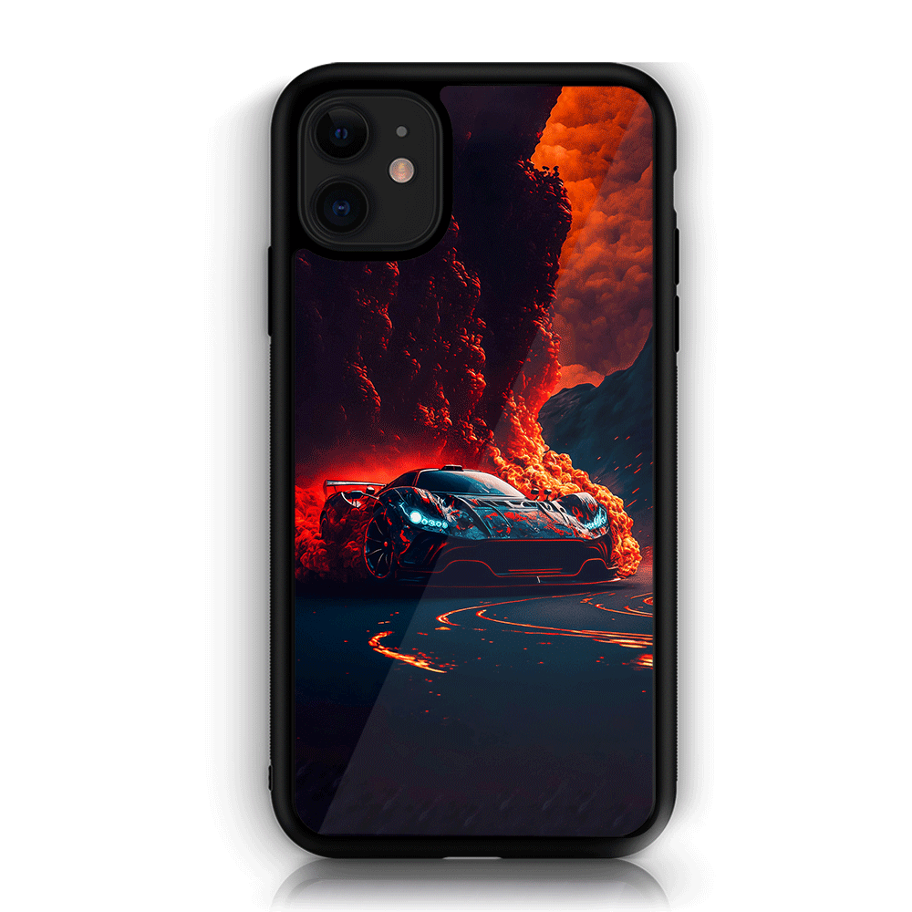 iPhone 11 Racing Series  Premium Printed Glass soft Bumper shock Proof Case