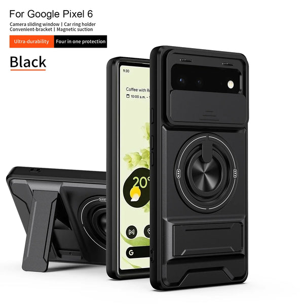 Google Pixel 6 - Tactical Stealth MagSafe Case with Sliding Lens, Ring Holder & Kickstand