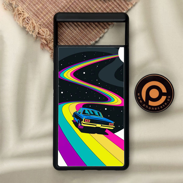 Google Pixel 6 - Drive To The Moon - Premium Metal Printed Soft Bumper Shock Proof Case