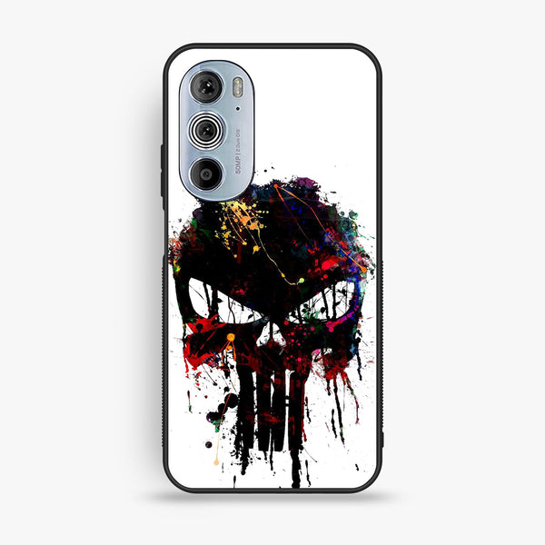 Motorola Edge 30 Pro - Punisher Skull Design - Premium Metal Printed Soft Bumper Shock Proof Case