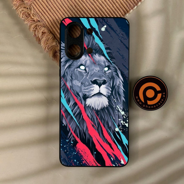 Vivo Y05 - Abstract Animated Lion - Premium Metal Printed Soft Bumper Shock Proof Case