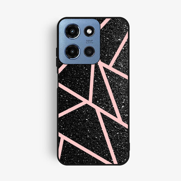 Motorola Moto G 2025 - Black Sparkle Glitter With Rosegold - Premium Metal Printed Soft Bumper Shock Proof Case