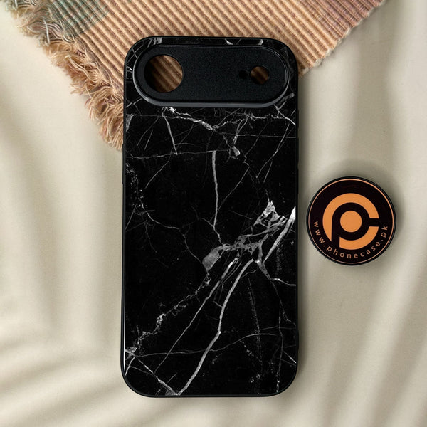 iPhone Air - Black Marble Design 2 - Premium Metal Printed Soft Bumper Shock Proof Case
