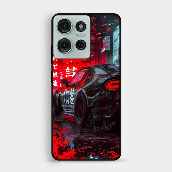 Motorola Moto G75 - Tokyo Dark Night Racing Car - Premium Metal Printed Soft Bumper Shock Proof Case