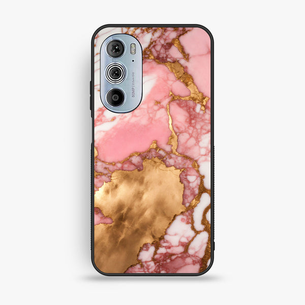 Motorola Edge 30 Pro - Pink Marble 2.0 Design 7 - Premium Metal Printed Soft Bumper Shock Proof Case