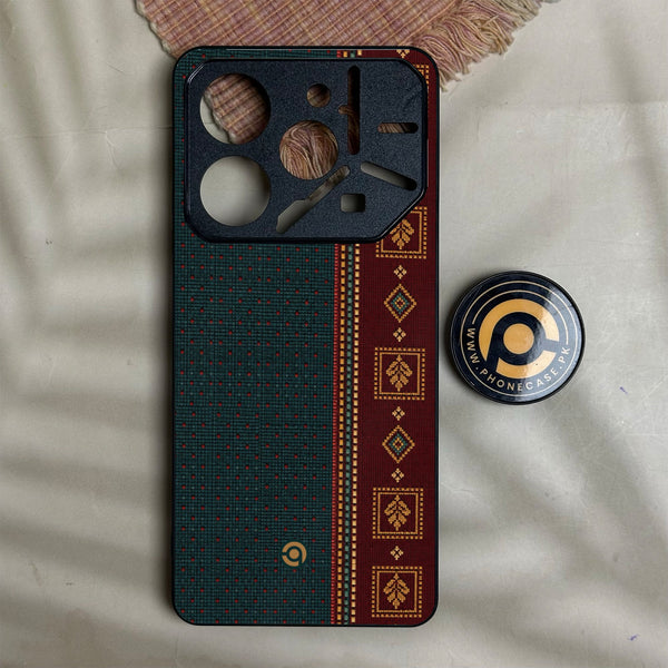 Tecno Pova 6 Neo - Classic Weave Design 11 - Premium Metal Printed Soft Bumper Shock Proof Case