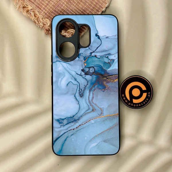 Vivo V60 - Blue Marble Design 1 - Premium Metal Printed Soft Bumper Shock Proof Case