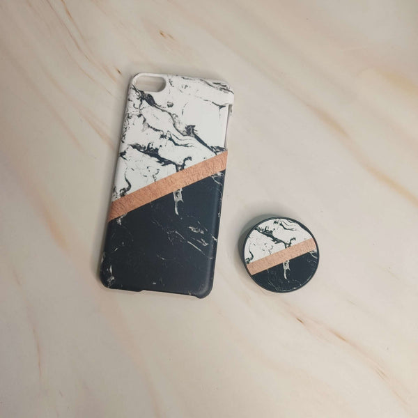 IPOD TOUCH 7 Black & White Marble Chic RoseGold  Premium Printed hard  Case Case + with pop socket CS-27006