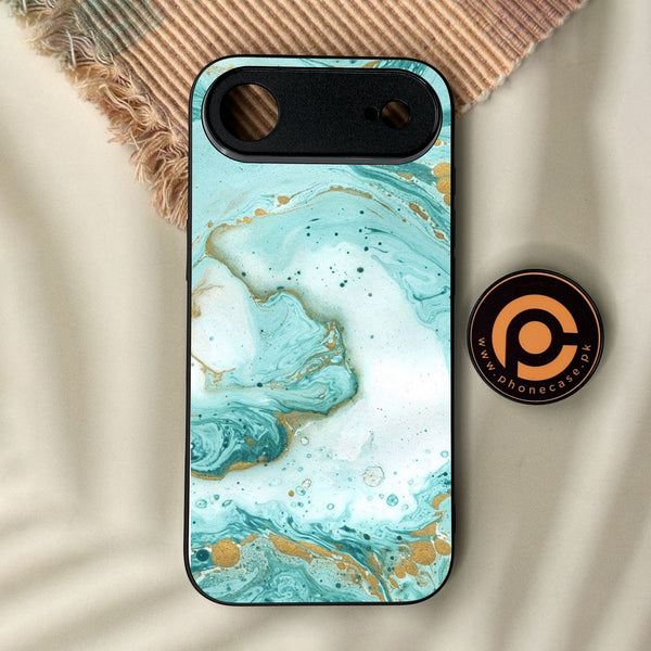 iPhone Air - Aqua Blue Marble Design - Premium Metal Printed Soft Bumper Shock Proof Case