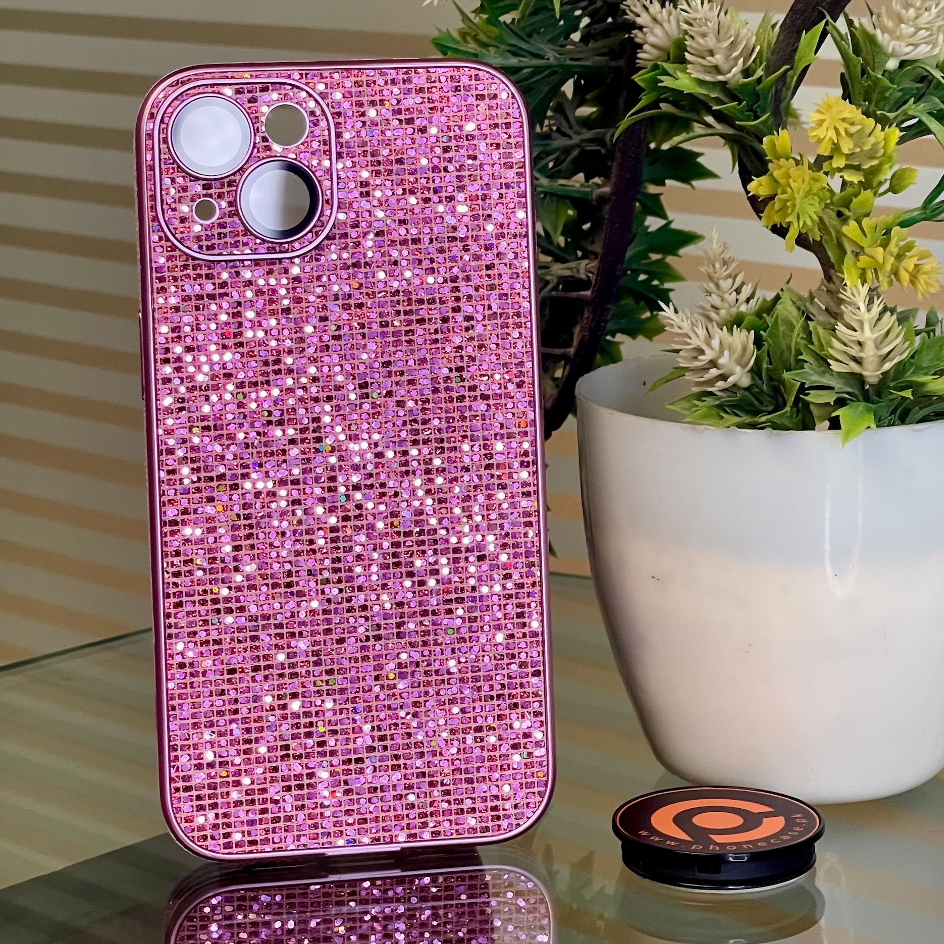 iPhone 13 Diamond Glitter Case with Built-in Camera Lens Glass