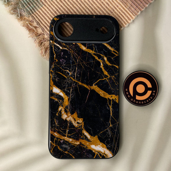 iPhone Air - Golden Black Marble - Premium Metal Printed Soft Bumper Shock Proof Case