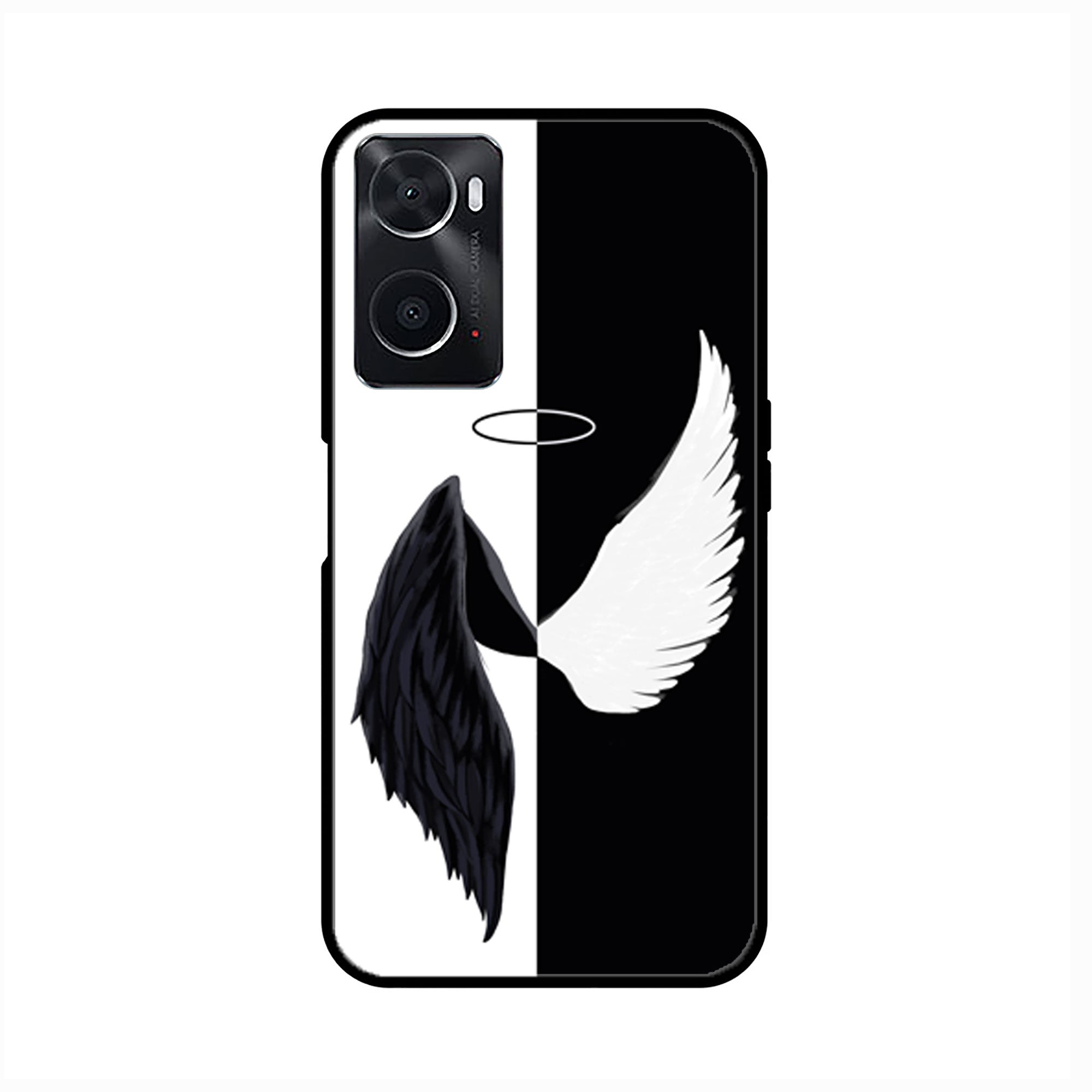 oppo A96 Angel Wings 2.0  Series  Premium Printed Glass soft Bumper shock Proof Case