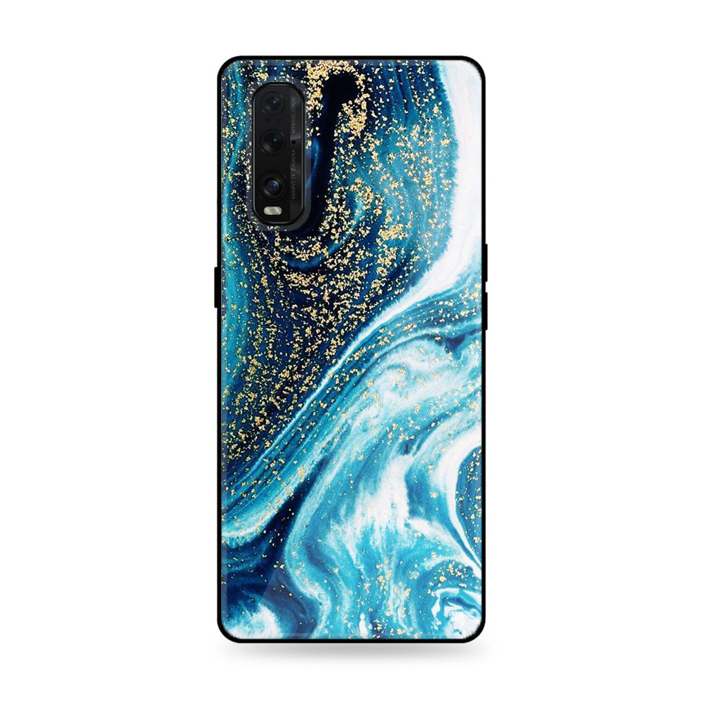 Oppo Find X2 Pro- Blue Marble Series - Premium Printed Glass soft Bumper shock Proof Case