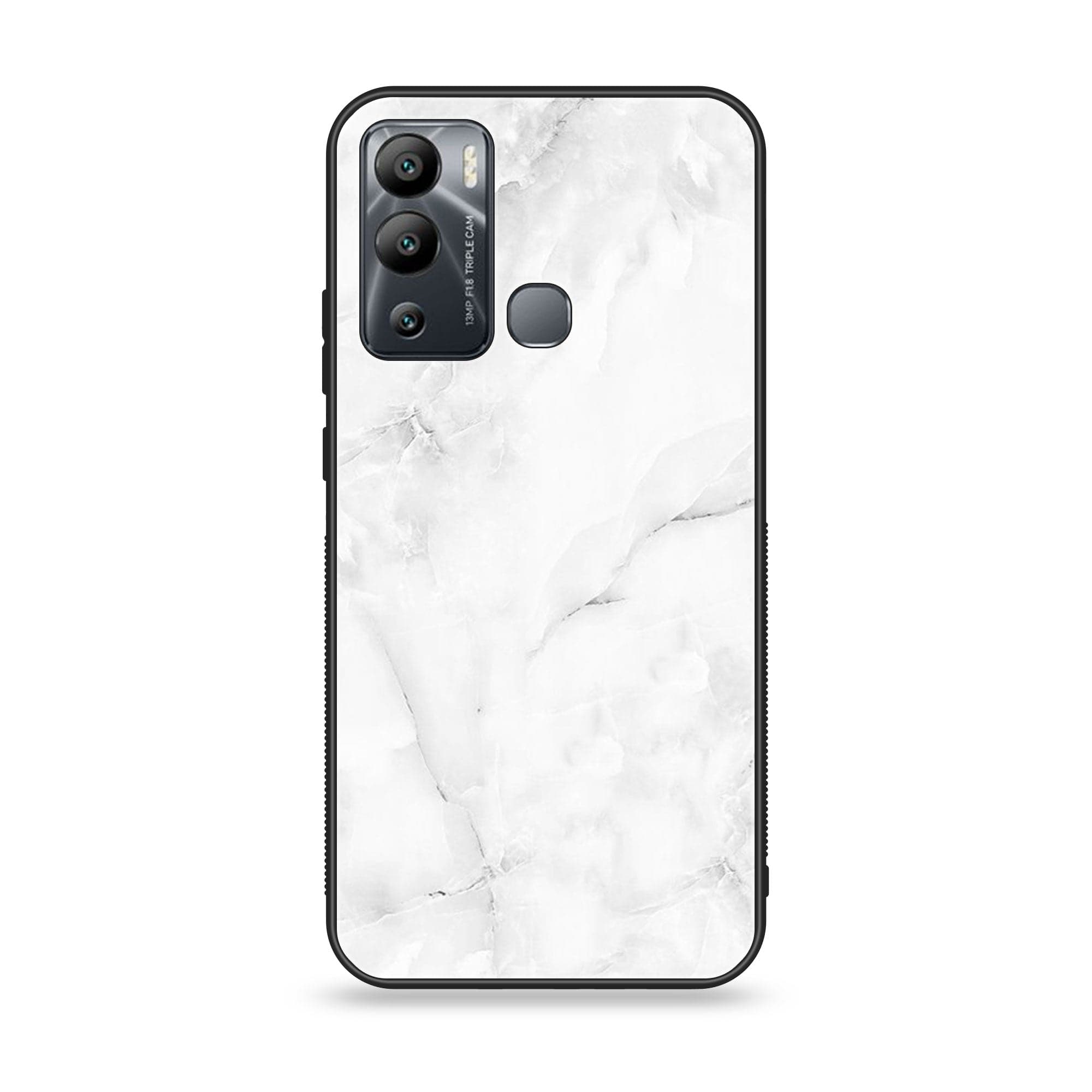 Infinix Hot 12 Play - White Marble Series - Premium Printed Glass soft Bumper shock Proof Case