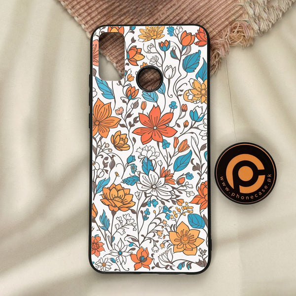 Honor 9X Lite - Floral Series Design 9 - Premium Metal Printed Soft Bumper Shock Proof Case