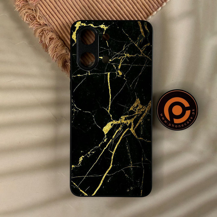 Vivo Y11d - Black Marble Design 3 - Premium Metal Printed Soft Bumper Shock Proof Case