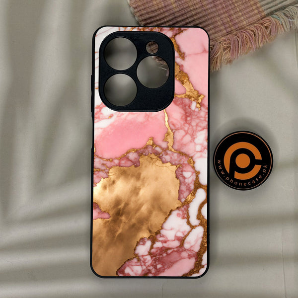 Infinix Smart 10 HD - Pink Marble 2.0 Design 7 - Premium Metal Printed Soft Bumper Shock Proof Case