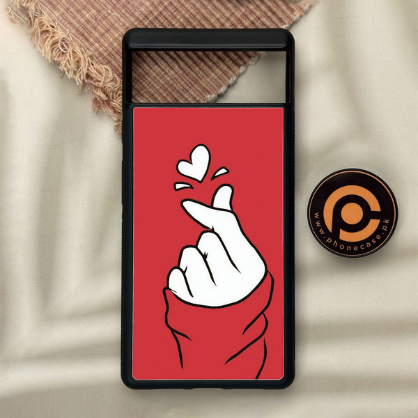 Google Pixel 6 - Finger Heart Bts - Premium Metal Printed Soft Bumper Shock Proof Case