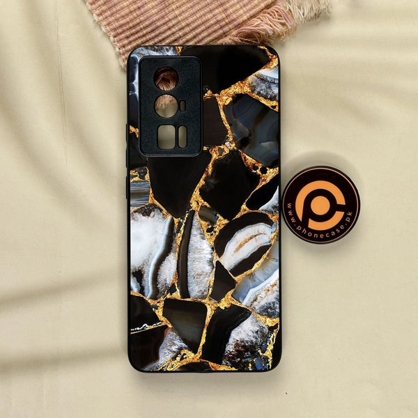 Xiaomi Redmi K60 Pro - Black Marble Design 5 - Premium Metal Printed Soft Bumper Shock Proof Case