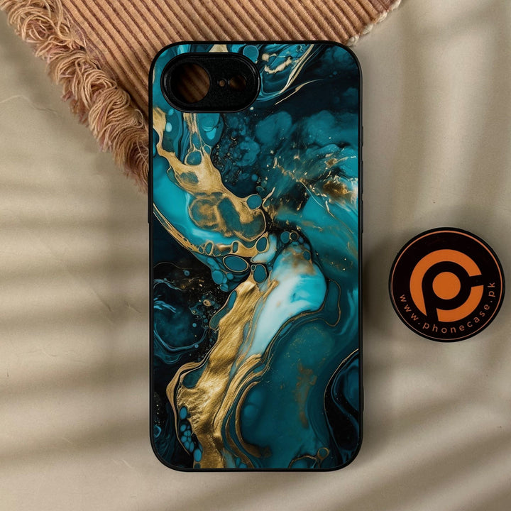 iPhone 17e - Liquid Marble Design 3 - Premium Metal Printed Soft Bumper Shock Proof Case
