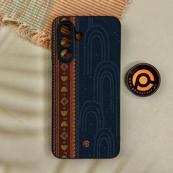 Samsung Galaxy A55 5G - Classic Weave Design 9 - Premium Metal Printed Soft Bumper Shock Proof Case