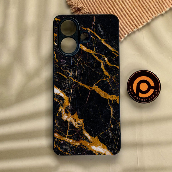 Vivo V60 Lite  - Golden Black Marble - Premium Metal Printed Soft Bumper Shock Proof Case