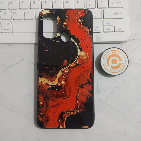 Tecno Spark 7  - Red Gold Marble - Premium Printed Glass soft Bumper shock Proof Case CS-24298