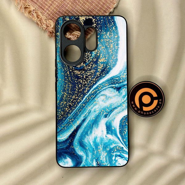 Vivo V60 - Blue Marble Design 5 - Premium Metal Printed Soft Bumper Shock Proof Case