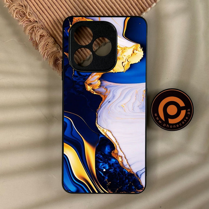 Honor X8d - Blue Golden Marble - Premium Metal Printed Soft Bumper Shock Proof Case