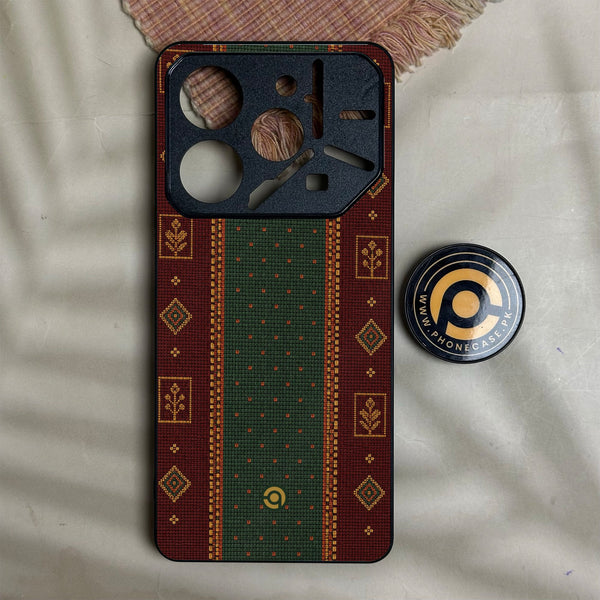 Tecno Pova 6 Neo - Classic Weave Design 10 - Premium Metal Printed Soft Bumper Shock Proof Case